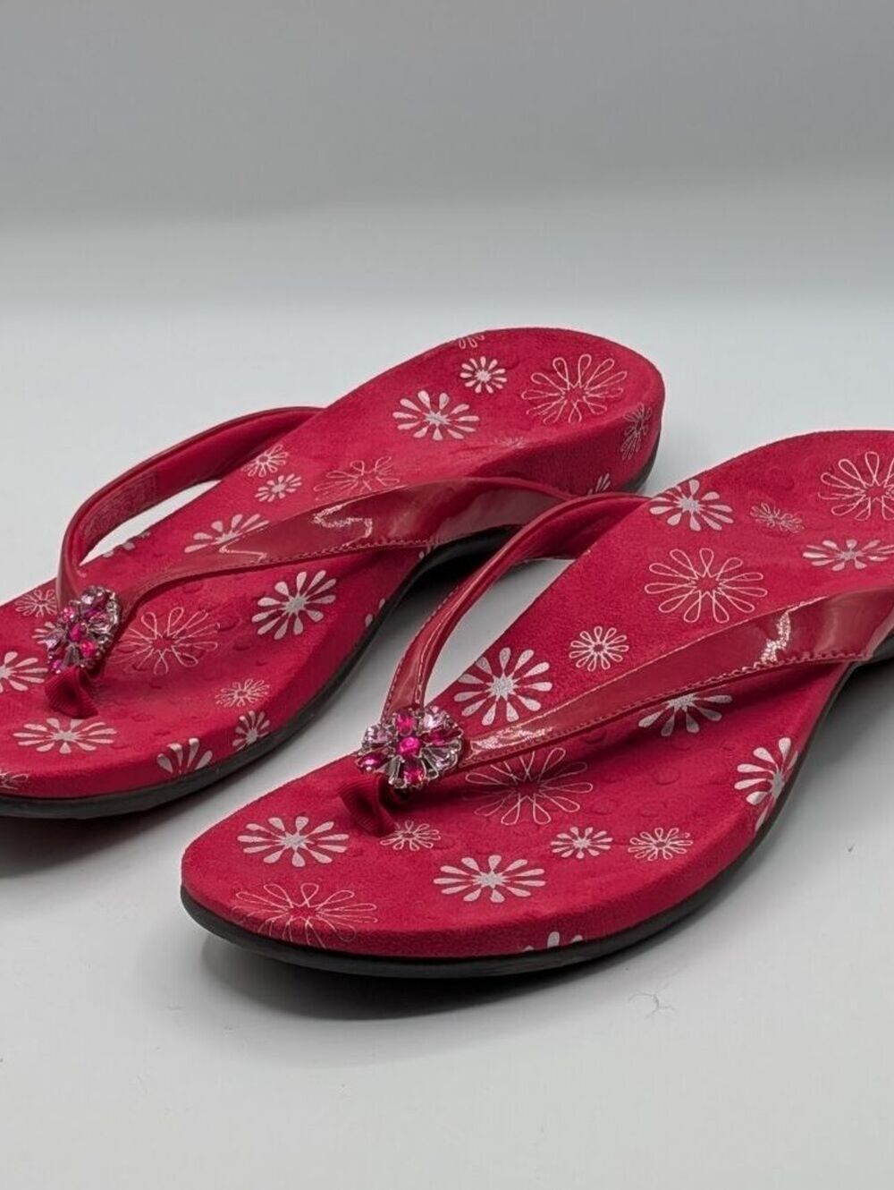 Vionic Size 11 $110 Sharon Orthaheel Pink Leather Orthotic Flip Flop Sandals